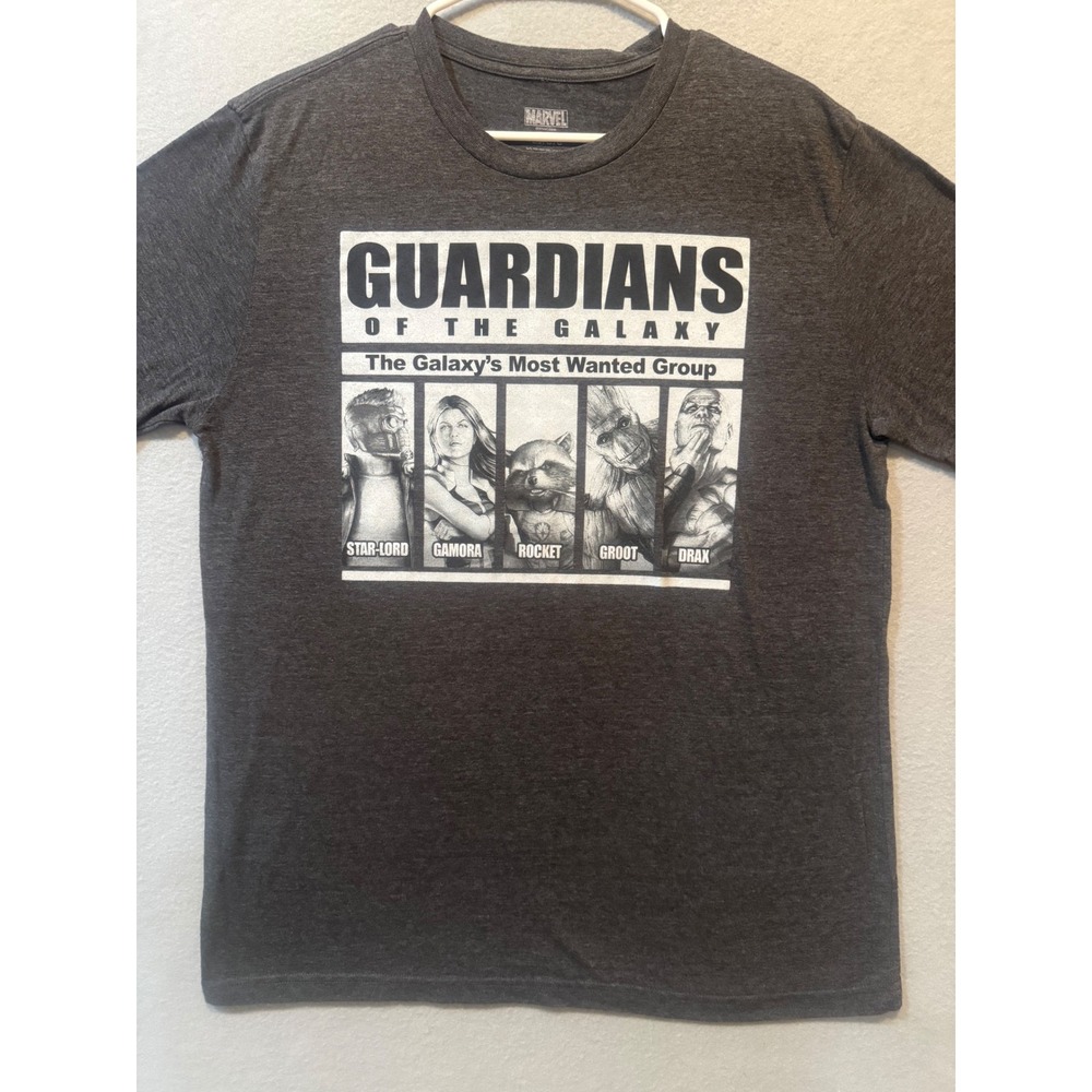 Marvel Guardians of the Galaxy T Shirt Mens Large Gray Most Wanted Graphic Tee